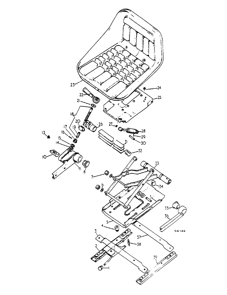 Схема запчастей Case IH HYDRO 84 - (13-029) - BOSTROM SUSPENSION SEAT, DE-LUXE, LOW BACK (05) - SUPERSTRUCTURE