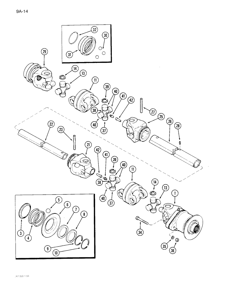 Схема запчастей Case IH 1822 - (9A-014) - AUXILIARY DRUM DRIVE SHAFT (13) - PICKING SYSTEM