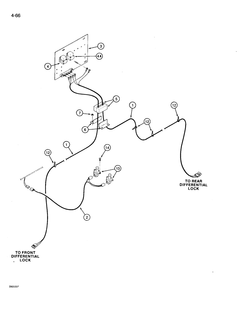 Схема запчастей Case IH 9210 - (4-066) - DIFFERENTIAL LOCK HARNESSES (04) - ELECTRICAL SYSTEMS