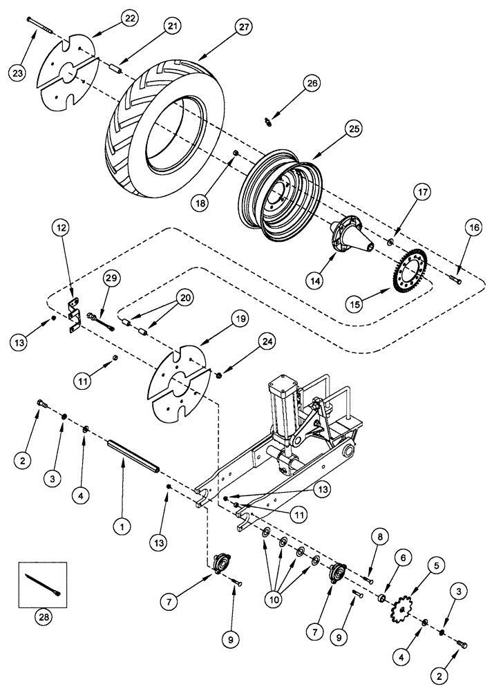 Схема запчастей Case IH 1200 - (D.20.B[18]) - DRIVE WHEELS - RH 6R 8R TRAILING WITH SPEED SENSOR (BSN CBJ036114) D - Travel