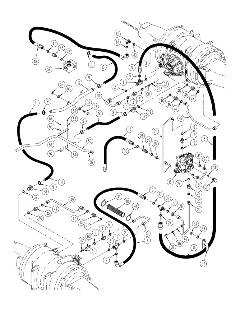 Схема запчастей Case IH STX425 - (08-07) - 500 SERIES AXLE HYDRAULICS - LUBRICATION CIRCUIT, BSN JEE0102001, WHEEL TRACTOR (08) - HYDRAULICS