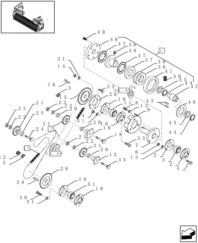 Схема запчастей Case IH LBX431S - (13.01[01]) - PICK-UP, MAIN TRANSMISSION, RH (13) - FEEDER