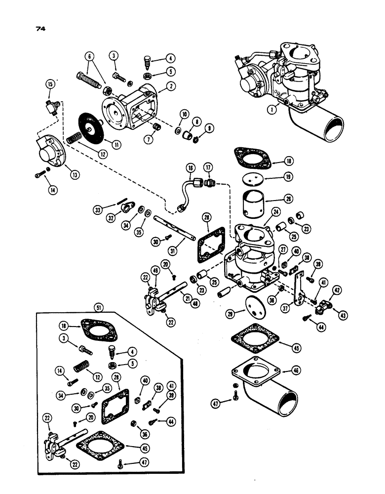 Схема запчастей Case IH 530 - (074) - L.P.G. CARBURETOR, PRIOR TO S/N 8262800, 530 MODEL, 159 SPARK IGNITION ENGINE (03) - FUEL SYSTEM