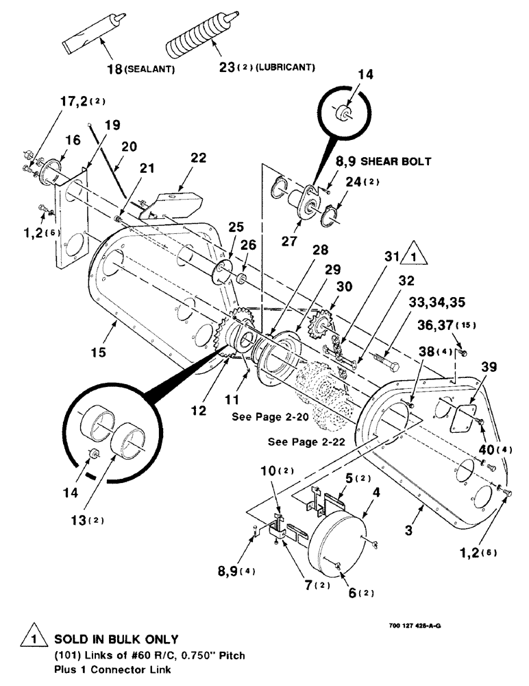 Схема запчастей Case IH 8309 - (2-18) - CHAINBOX ASSEMBLY (58) - ATTACHMENTS/HEADERS