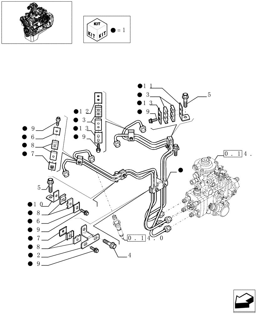 Схема запчастей Case IH F4GE0454A D610 - (0.14.9[01]) - INJECTION EQUIPMENT - PIPING - (504046189) 