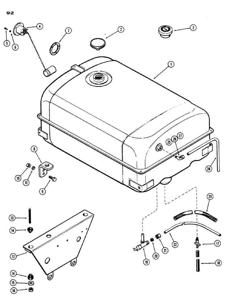 Схема запчастей Case IH 530 - (092) - FUEL TANK, 530, 188, DIESEL ENGINE (03) - FUEL SYSTEM