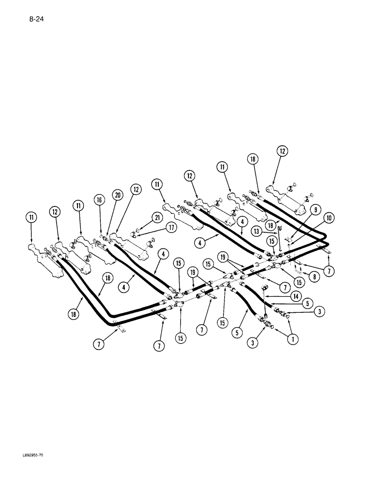 Схема запчастей Case IH 6300 - (8-24) - HYDRAULIC LIFT SYSTEM, FOUR DRILL (08) - HYDRAULICS