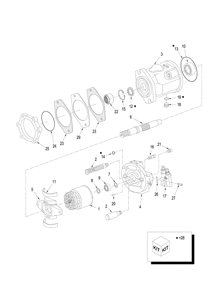 Схема запчастей Case IH STX280 - (08-42) - TWIN FLOW HYDRAULIC PUMP ASSY (08) - HYDRAULICS