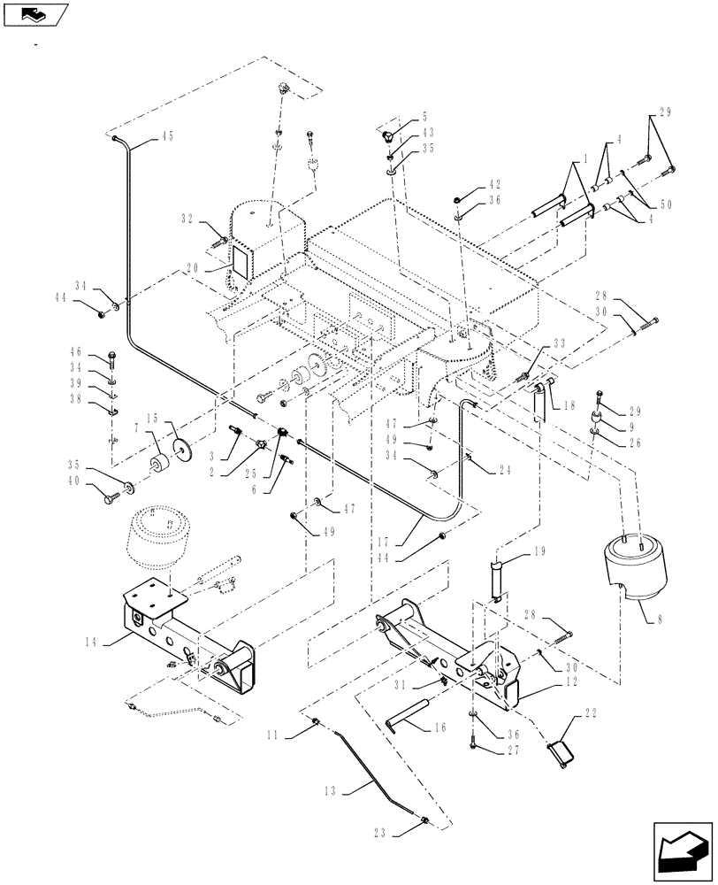 Схема запчастей Case IH WD1203 - (05.03[1]) - REAR AXLE SUSPENSION, FROM PIN YBG664007 (05) - REAR AXLE