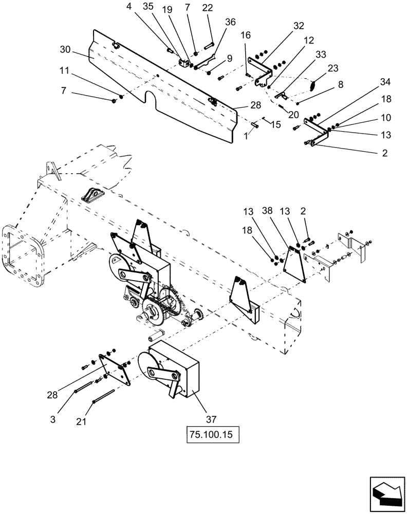 Схема запчастей Case IH 2280 - (75.100.13) - MECHANICAL DRIVE - ON FRAME - DRIVE BOXES (2 TANK) (75) - SOIL PREPARATION