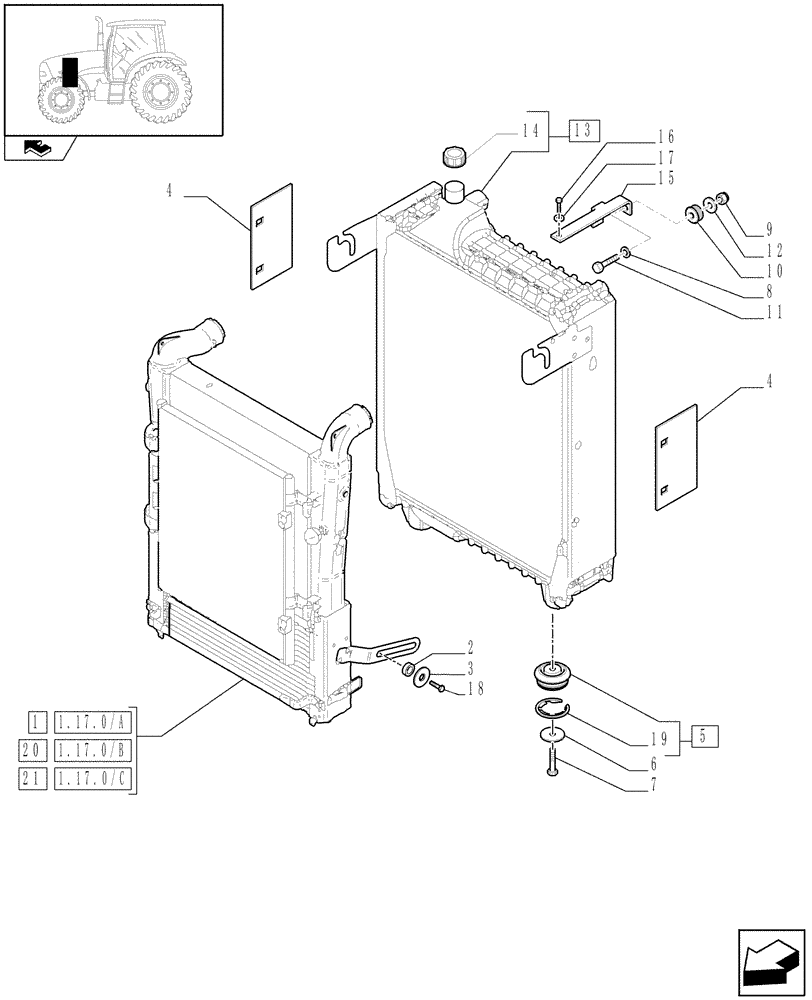 Схема запчастей Case IH PUMA 165 - (1.17.0) - RADIATOR & RELATED PARTS (02) - ENGINE EQUIPMENT