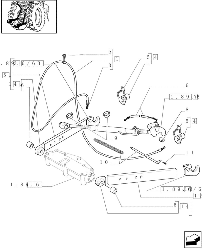 Схема запчастей Case IH JX100U - (1.89.6/06) - (VAR.922) THREE POINT HITCH WITH QUICK ATTACH ENDS & RELATED PARTS " WALTERSCHEID" (09) - IMPLEMENT LIFT