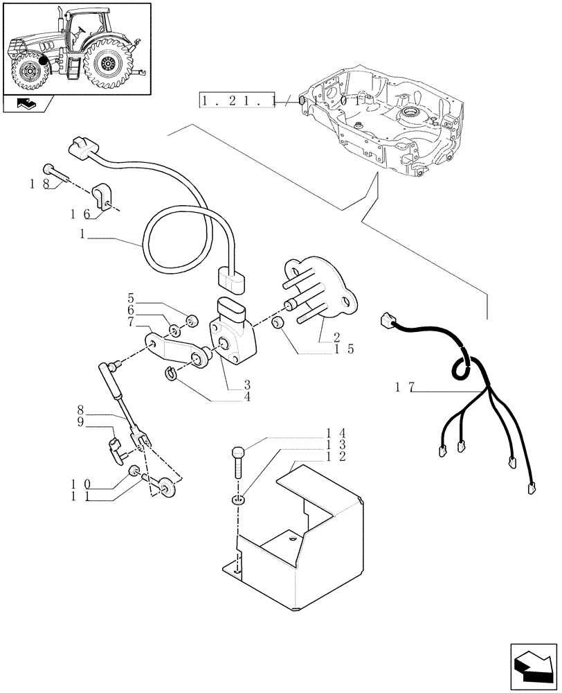 Схема запчастей Case IH MAXXUM 115 - (1.75.0/14) - (CL.4) SUSPENDED FRONT AXLE - SENSOR AND RELATED PARTS (VAR.330429-330430) (06) - ELECTRICAL SYSTEMS