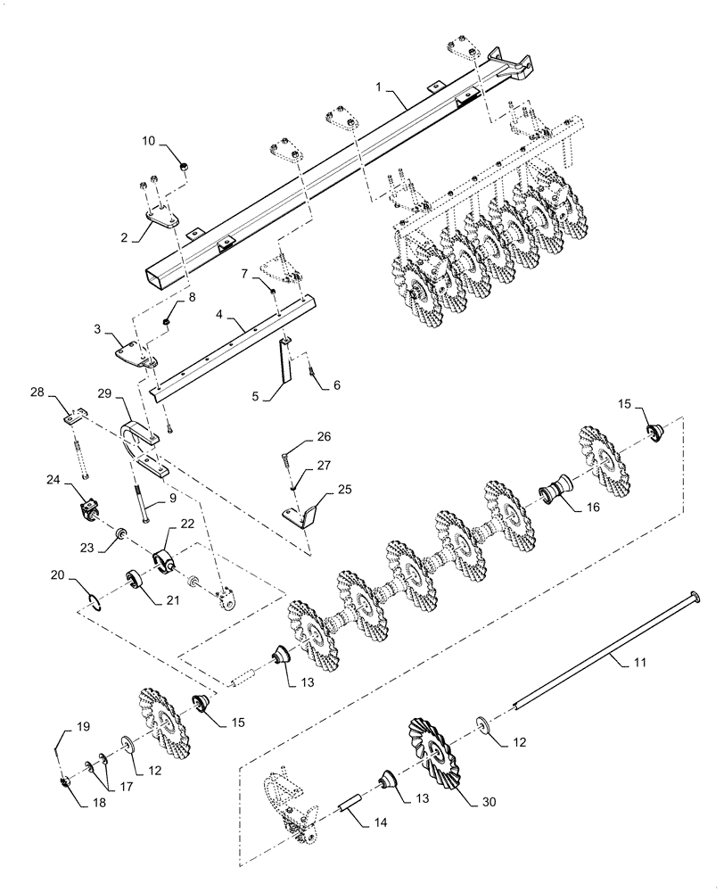 Схема запчастей Case IH TRUE-TANDEM 335VT - (75.200.AA[07]) - FRONT CUSHION MIDDLE WING GANG PARTS (75) - SOIL PREPARATION