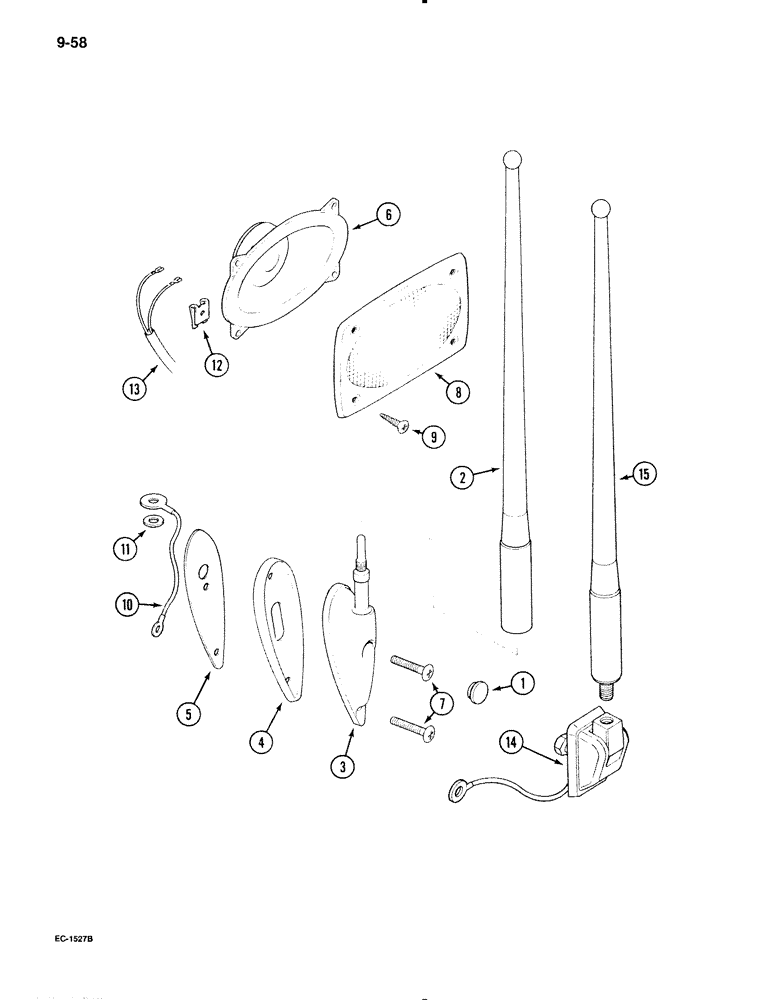 Схема запчастей Case IH 695 - (9-058) - CAB, RADIO LOUDSPEAKER AND ANTENNA (09) - CHASSIS/ATTACHMENTS