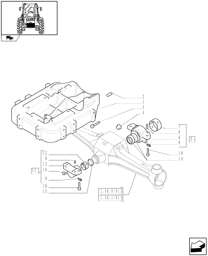 Схема запчастей Case IH FARMALL 60 - (1.21.1/02[01]) - 4WD SUPPORT - C6372 (VAR.335324-336324-743907-335325-743559-336325-335540-743908-743552) (03) - TRANSMISSION