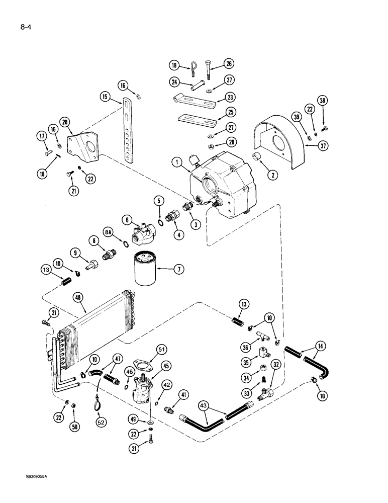 Схема запчастей Case IH 950 - (8-04) - BLOWER PUMP HYDRAULIC SYSTEM, 54O RPM PTO, 6 AND 8 ROW (08) - HYDRAULICS