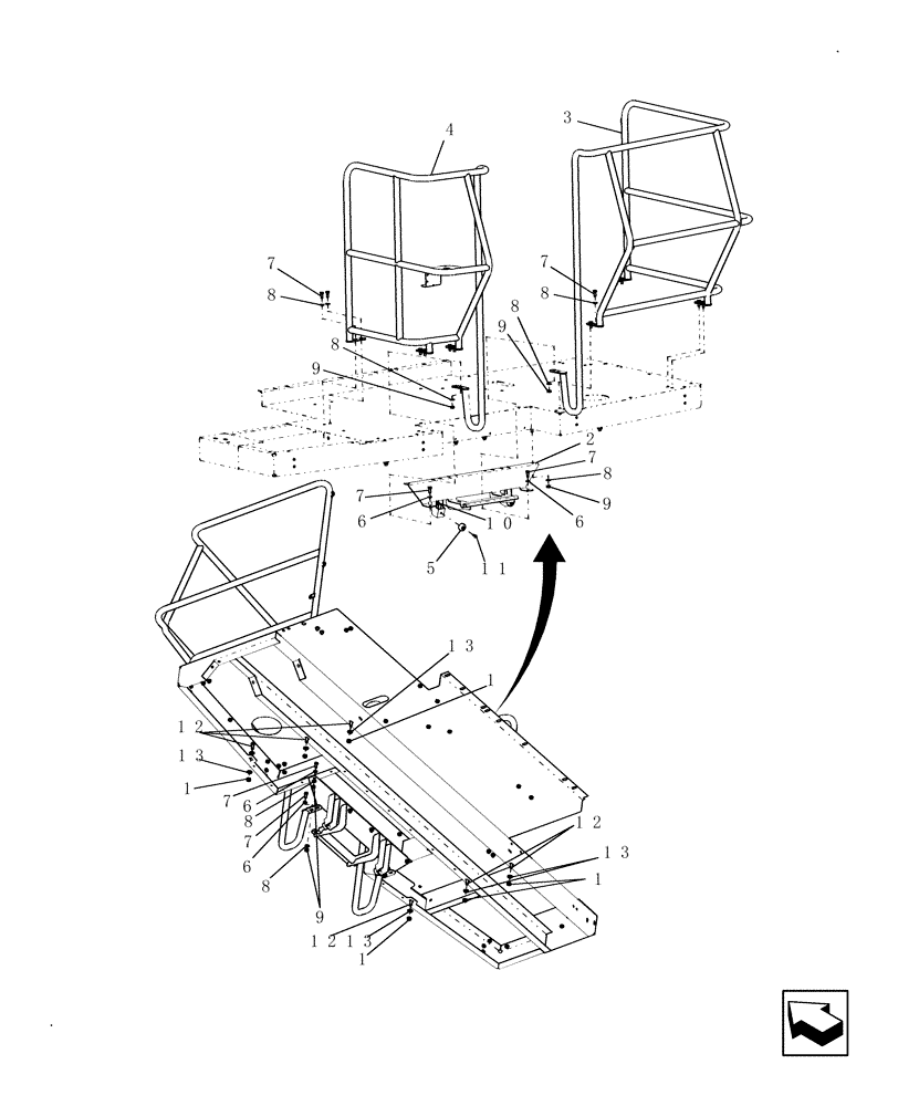 Схема запчастей Case IH 8120 - (90.118.43[01]) - RAILING, REAR - 7120/7120(LA), 8120/8120(LA) (90) - PLATFORM, CAB, BODYWORK AND DECALS