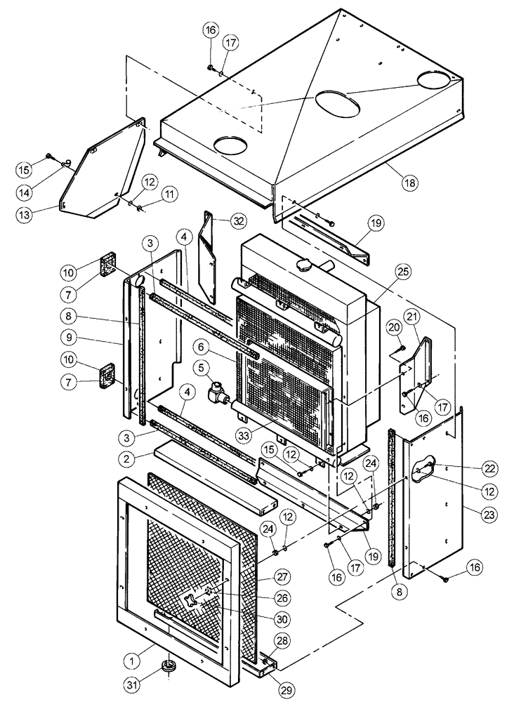 Схема запчастей Case IH PATRIOT WT - (03-003) - MOUNT & SCREEN - OIL COOL ASSEMBLY (01) - ENGINE