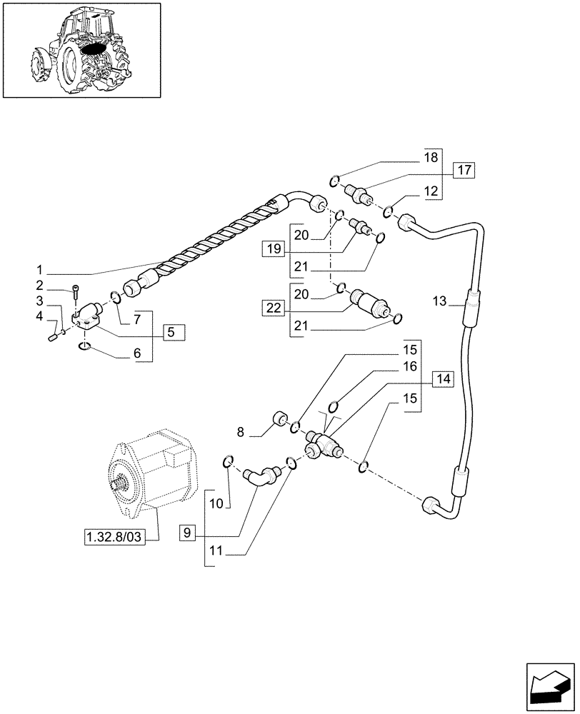 Схема запчастей Case IH MXU110 - (1.82.1/13[02]) - (VAR.009-013) 3/4 REMOTES FOR CCLS PUMP FOR MDC - LIFTER LINES (07) - HYDRAULIC SYSTEM