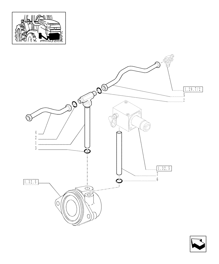 Схема запчастей Case IH MXM175 - (1.29.7/03) - (VAR.147/1) FULL POWER SHIFT GEAR CHANGE 19X6 (50 KM/H) - GEAR CHANGE LUBRICATION PIPES (03) - TRANSMISSION