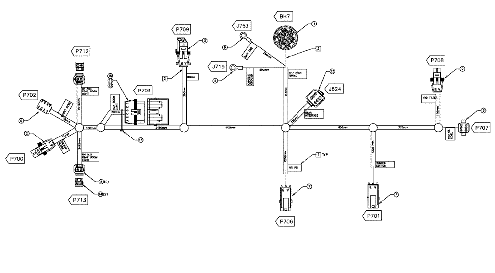 Схема запчастей Case IH FLX4010 - (08-009) - HARNESS REAR FRAME (06) - ELECTRICAL