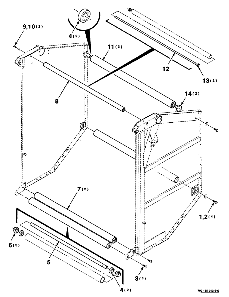 Схема запчастей Case IH RS551 - (6-08) - TAILGATE ROLLER ASSEMBLIES (14) - BALE CHAMBER