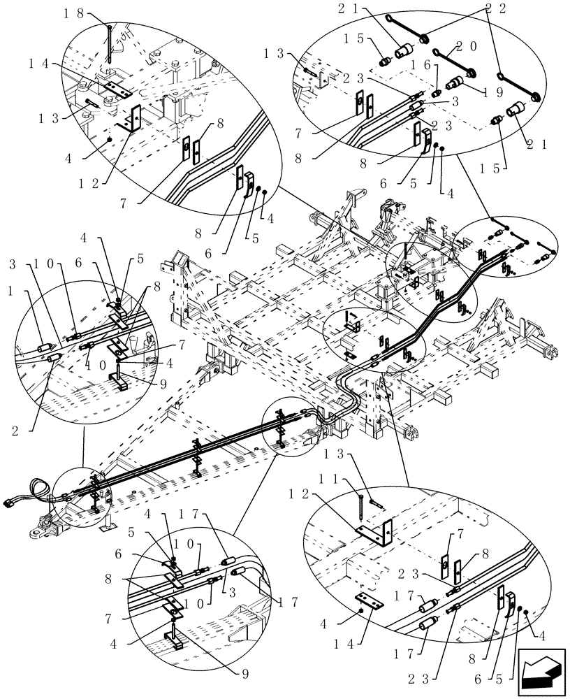 Схема запчастей Case IH ADX2230 - (A.12.A[07]) - TBH HYD LINES ACROSS ATX (ASN CBJ0004434) A - Distribution Systems