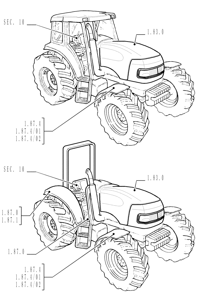 Схема запчастей Case IH MXU115 - (SEC. 08) - SHEET METAL (00) - GENERAL