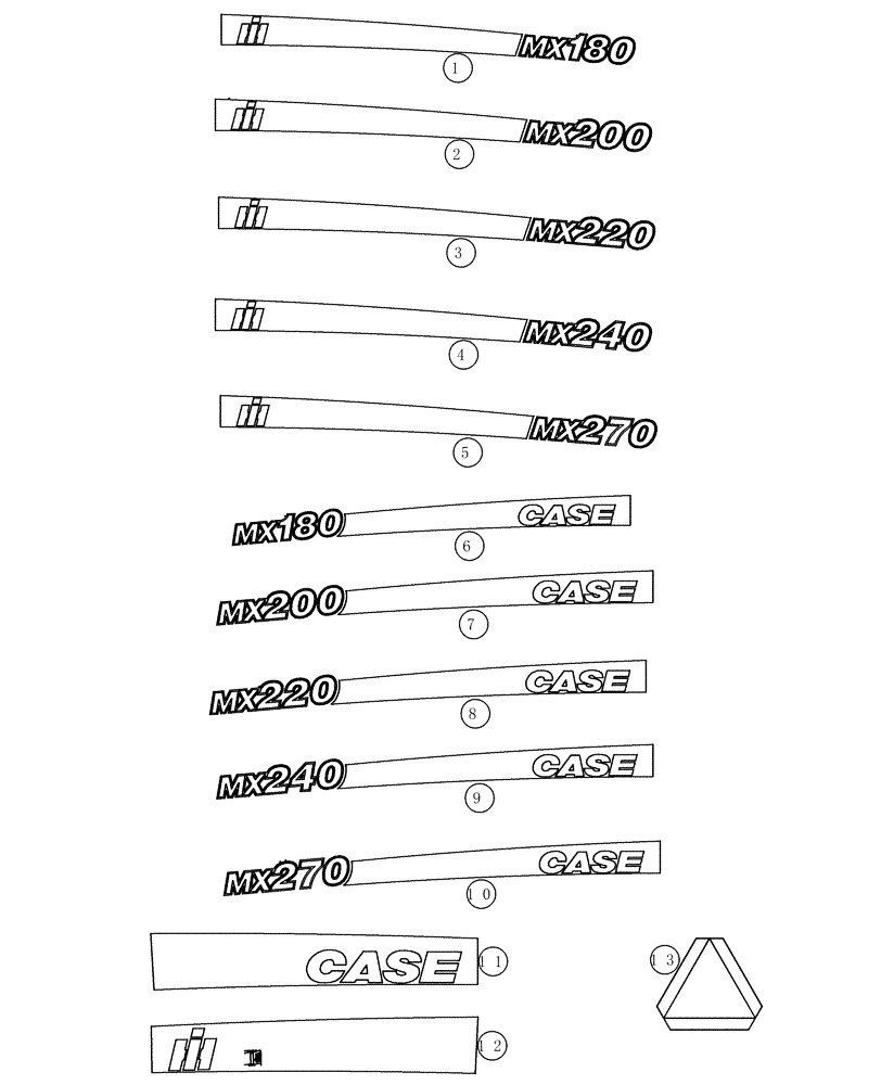 Схема запчастей Case IH MX180 - (09-65) - DECALS (09) - CHASSIS/ATTACHMENTS