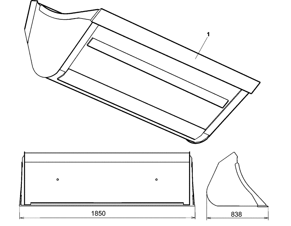 Схема запчастей Case IH L740 - (82.300.AN[06]) - VAR - 717423006 - BUCKET - 185HD (82) - FRONT LOADER & BUCKET