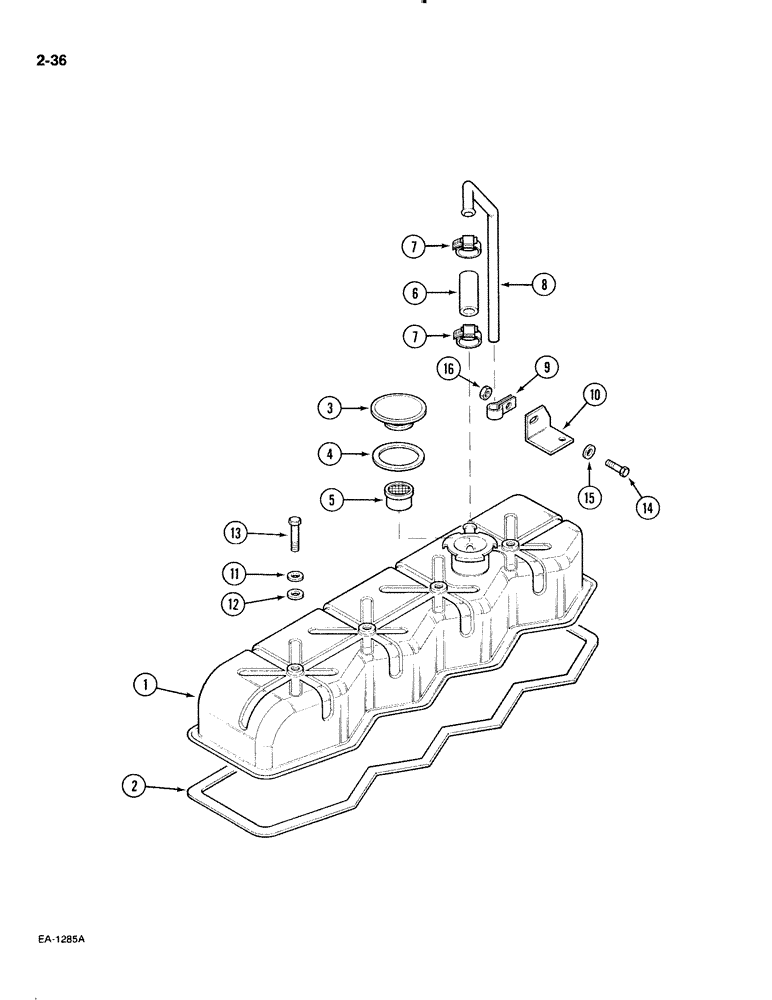 Схема запчастей Case IH 885 - (2-036) - VALVE HOUSING COVER (02) - ENGINE