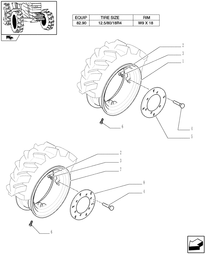 Схема запчастей Case IH FARMALL 75C - (82.00[06]) - DRIVING WHEELS - 4WD (11) - WHEELS/TRACKS