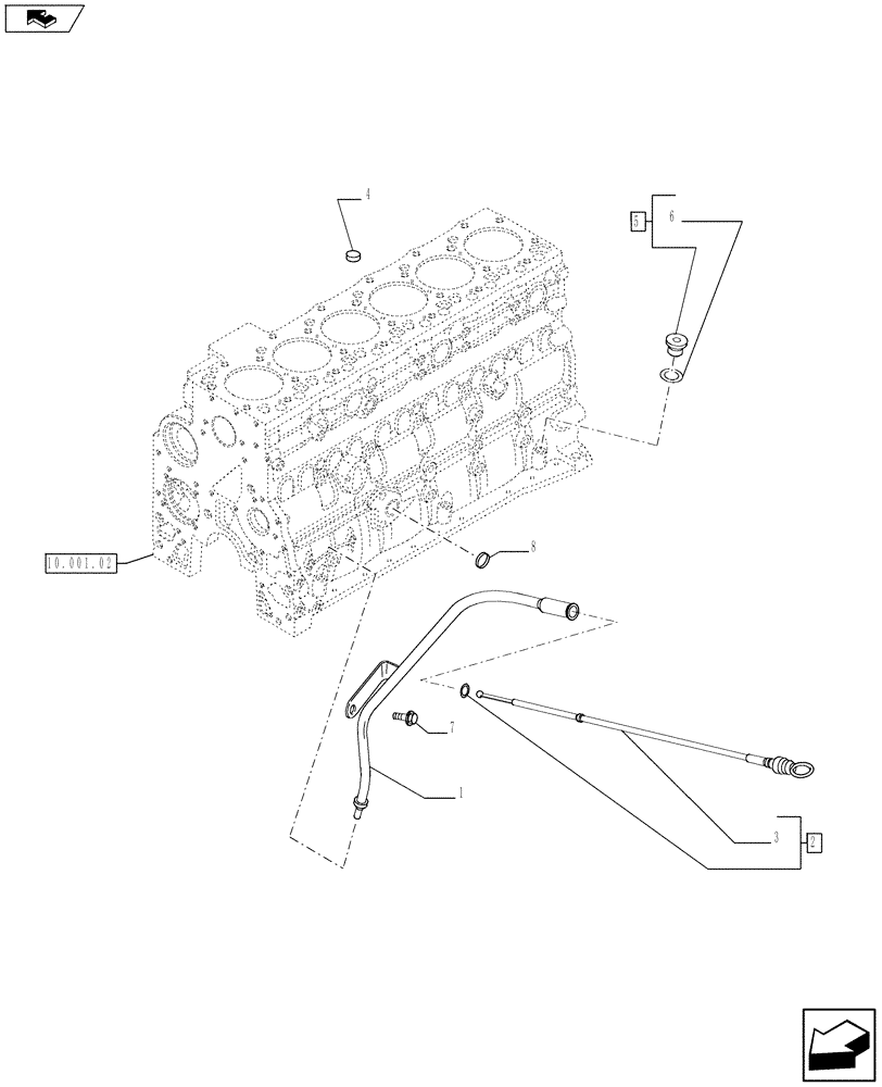 Схема запчастей Case IH F4HE9687G J100 - (10.304.01[01]) - ENGINE OIL DIPSTICK (504088054 - 504183055) (01) - ENGINE