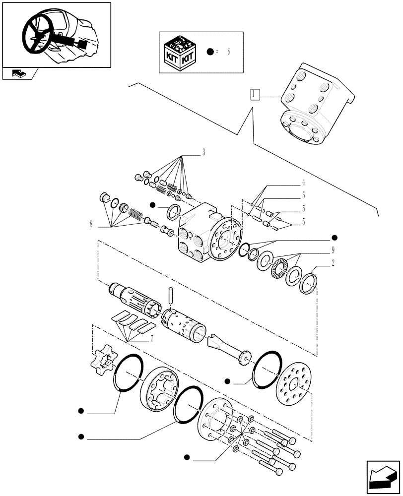 Схема запчастей Case IH FARMALL 95 - (1.92.63/ C) - HYDRAULIC STEERING - BREAKDOWN (10) - OPERATORS PLATFORM/CAB