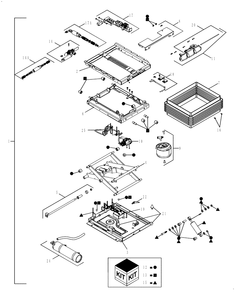 Схема запчастей Case IH MX215 - (09-33) - SEAT - POSITIVE RESPONSE SUSPENSION ASSEMBLY (09) - CHASSIS/ATTACHMENTS