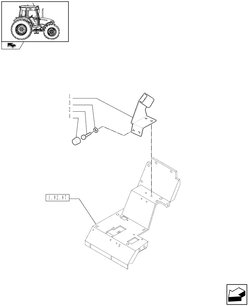 Схема запчастей Case IH FARMALL 95 - (1.89.4) - TRAILER BRAKE LEVER SUPPORT (VAR.335895) (09) - IMPLEMENT LIFT