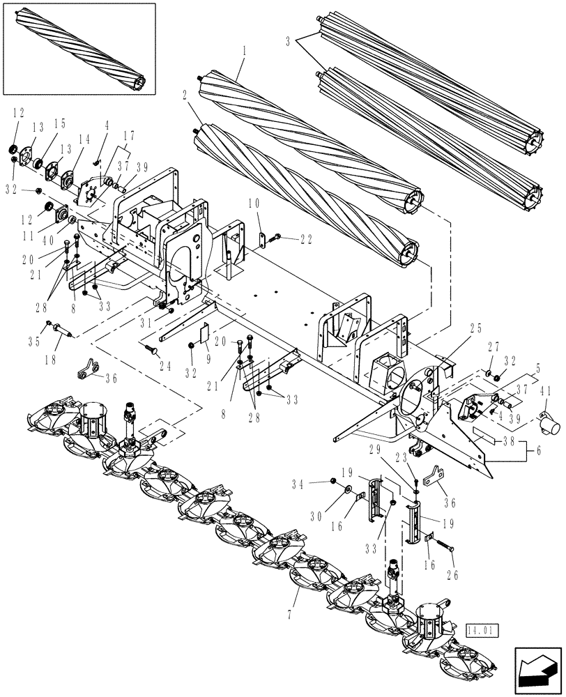 Схема запчастей Case IH DC162 - (15.01) - CONDITIONING ROLLS & HEADER COMPONENTS (15) - CROP CONDITIONING