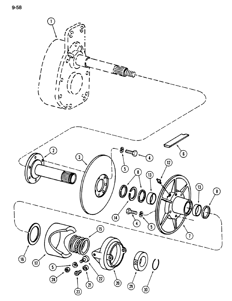 Схема запчастей Case IH 1620 - (9-058) - ROTOR DRIVE, PRIOR TO P.I.N. JJC0022109 (14) - ROTOR, CONCANVES & SIEVE