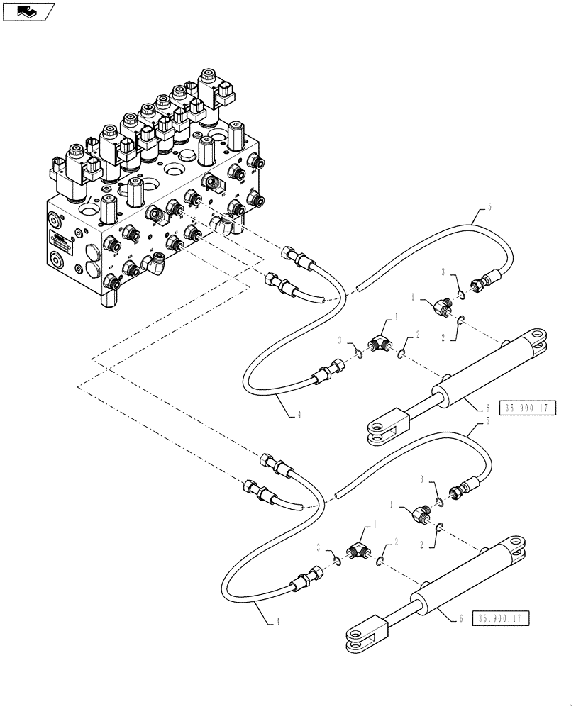 Схема запчастей Case IH 3230 - (35.900.03) - HYDRAULIC GROUP, OUTER FOLD - NO CYLINDER (35) - HYDRAULIC SYSTEMS