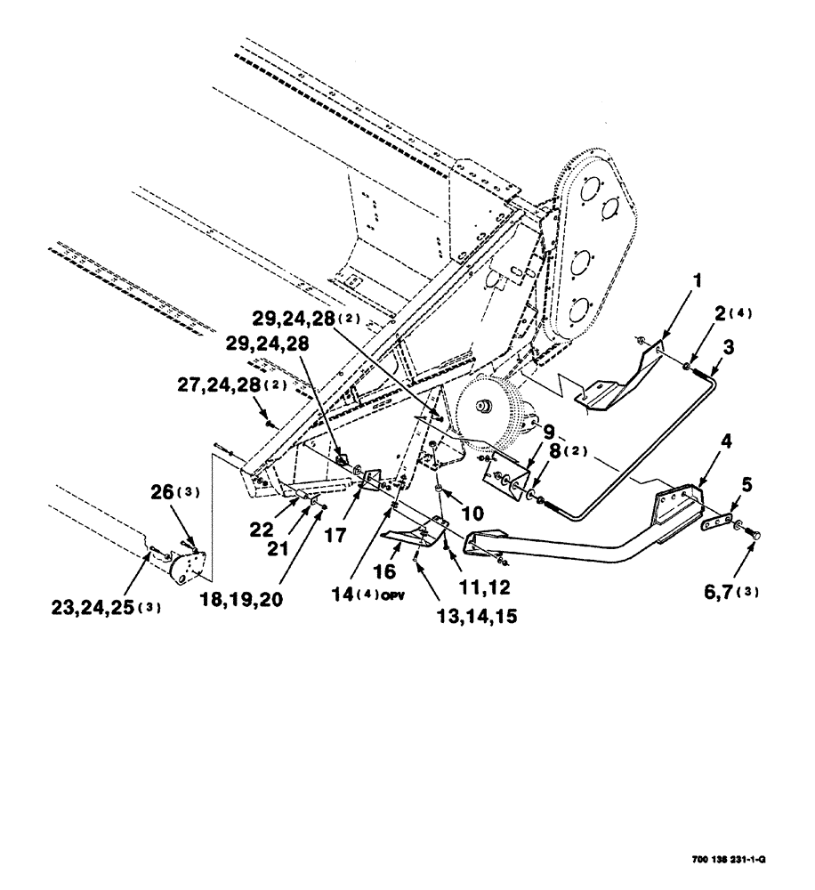 Схема запчастей Case IH 525 - (07-010) - DIVIDERS, LEANBAR AND MOUNTING ASSEMBLIES (LEFT) (58) - ATTACHMENTS/HEADERS