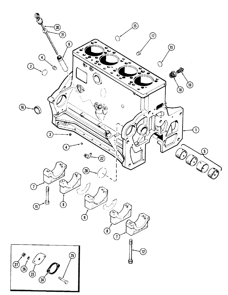 Схема запчастей Case IH 870 - (042) - CYLINDER BLOCK, (301B) SPARK IGNITION ENGINE, W/2 GEAR BALANCER (02) - ENGINE