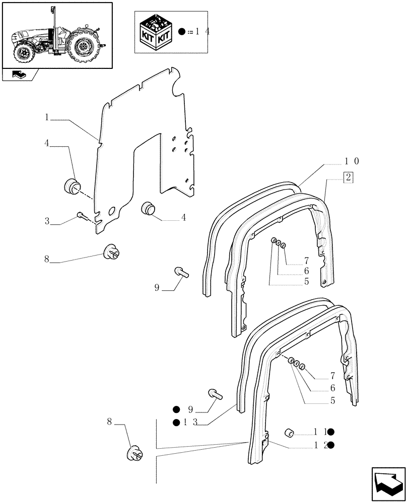 Схема запчастей Case IH FARMALL 105N - (1.92.88[01]) - REAR HOOD COVERING AND HEAT INSULATION - L/CAB (10) - OPERATORS PLATFORM/CAB