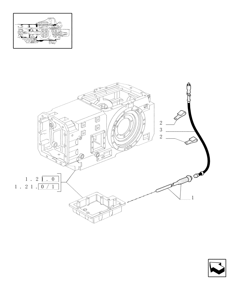 Схема запчастей Case IH MXM140 - (1.21.0/02) - (VAR.181/1) TRANSMISSION OIL HEATER (03) - TRANSMISSION