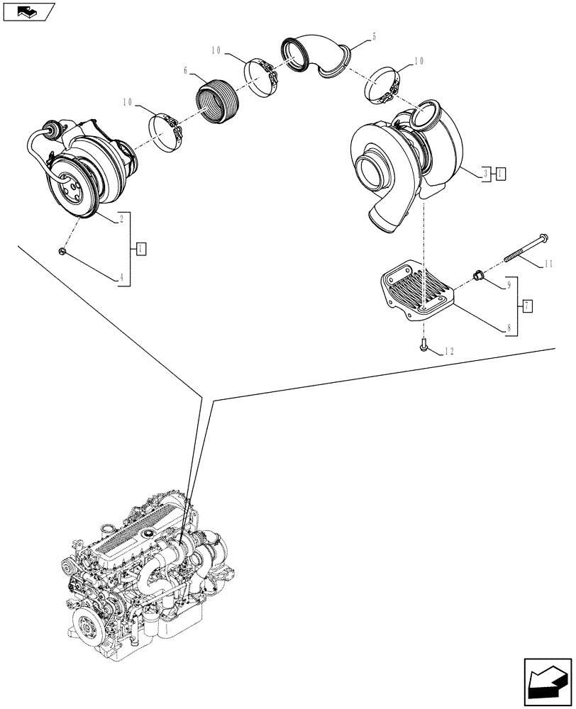 Схема запчастей Case IH F3DFE613A A001 - (10.250.02) - TURBOCHARGER & RELATED PARTS (504386765) (10) - ENGINE