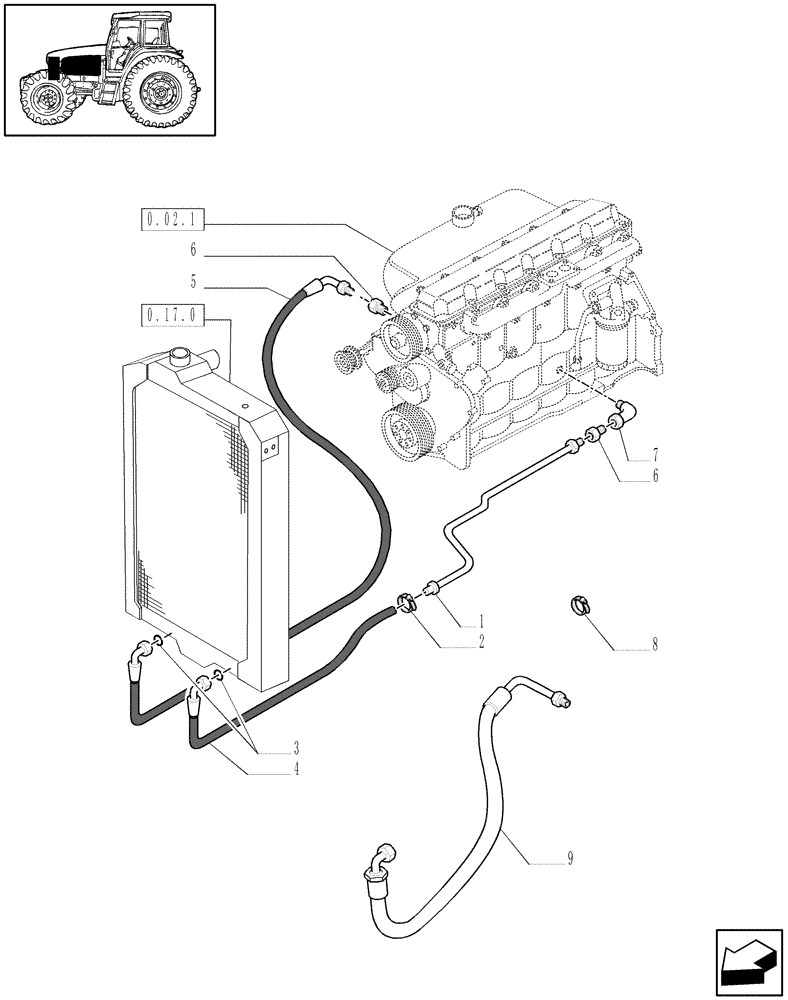 Схема запчастей Case IH MXM120 - (1.17.9) - HEAT EXCHANGER (02) - ENGINE EQUIPMENT