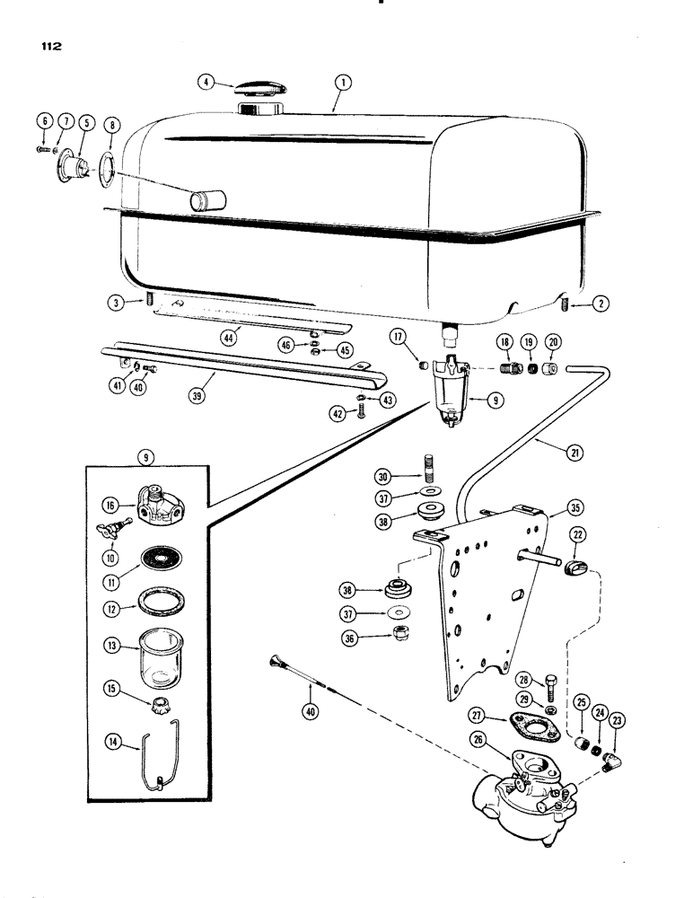 Схема запчастей Case IH 830-SERIES - (112) - FUEL TANK, 251 AND 284 SPARK IGNITION ENGINES, USED PRIOR TO TRAC. S/N 8201146 (03) - FUEL SYSTEM