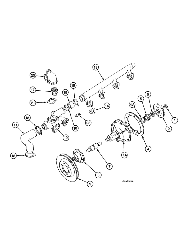 Схема запчастей Case IH D-310 - (5-134) - THERMOSTAT AND WATER PUMP, 616 AND 622 COTTON PICKERS WITH ENGINE SERIAL NUMBER 55-P-1 AND AFTER 