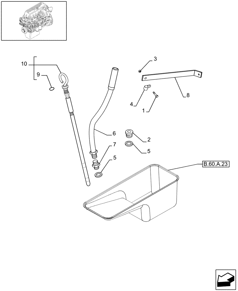 Схема запчастей Case IH AFX8010 - (B.60.A.95.90[3]) - OIL DIPSTICK & TUBE - TIER 3 - PIN HAJ106401 & AFTER B - Power Production