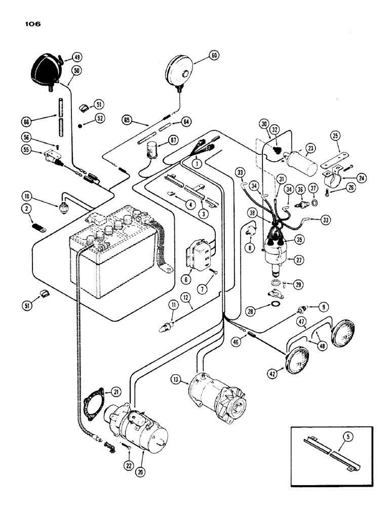 Схема запчастей Case IH 530 - (106) - ELECTRICAL EQUIPMENT AND WIRING, 530, 159, SPARK IGNITION ENGINE (04) - ELECTRICAL SYSTEMS